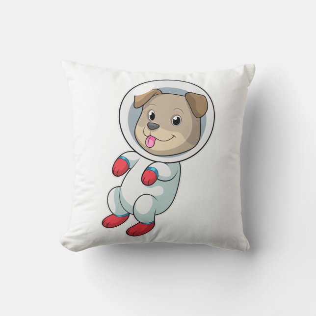Cojín Decorativo Perro en el espacio con traje (Anverso)