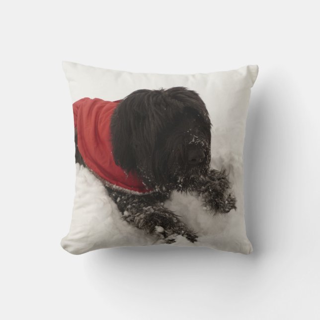 Cojín Decorativo Perro en la nieve (Anverso)