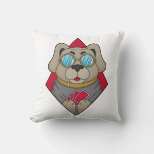 Cojín Decorativo Perro en Poker con tarjetas de póker