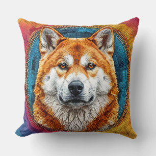 Cojín Decorativo Perro en un patrón artístico circular