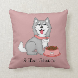 Cojín Decorativo Perro esquimal gris y blanco (chica)