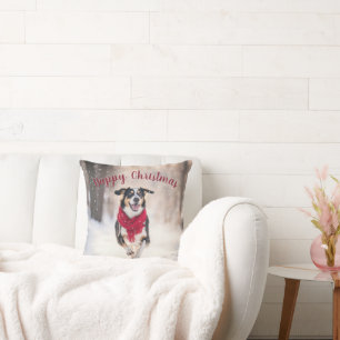 Cojín Decorativo Perro feliz con nieve