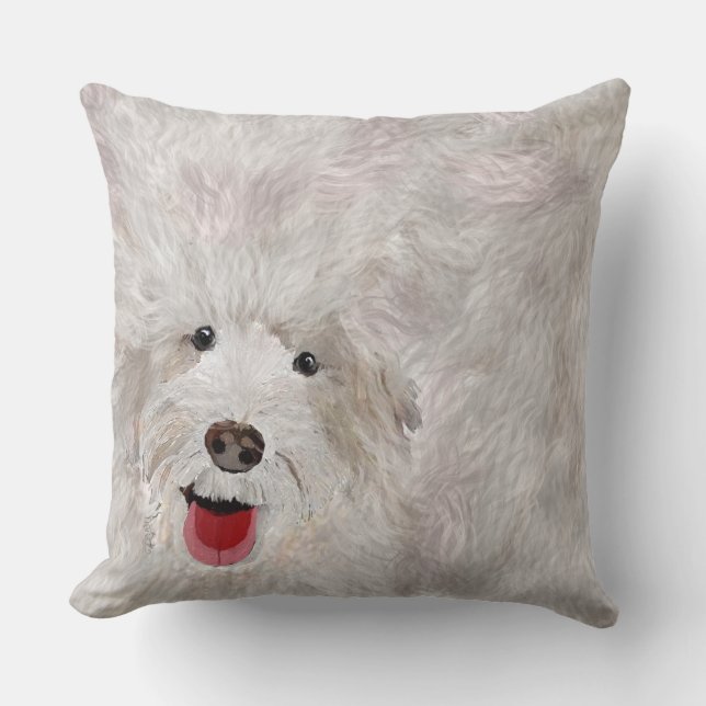 Cojín Decorativo Perro feliz, Labradoodle Sonriendo (Anverso)