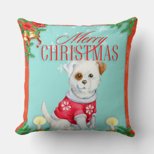 Cojín Decorativo Perro Feliz Navidad