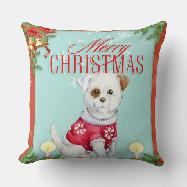 Cojín Decorativo Perro Feliz Navidad (Anverso)