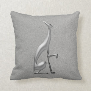 Cojín Decorativo Perro Galgo Simple Plateado Elegante Metálico