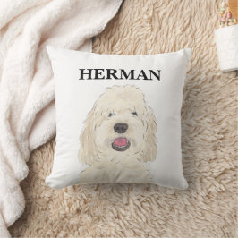 Cojín Decorativo Perro garabato de crema blanca personalizado