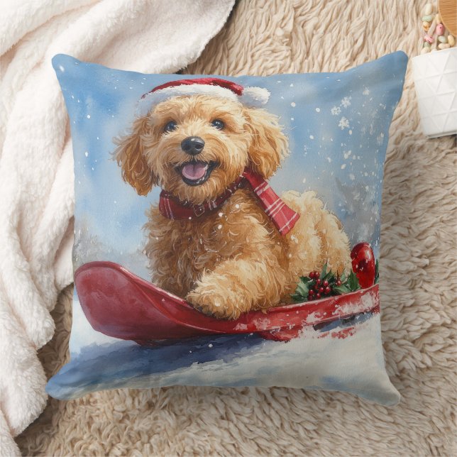 Cojín Decorativo Perro goldendoodle en escaramuza deja que nieve Na (Manta)