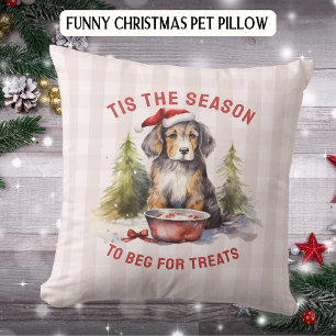 Cojín Decorativo Perro gracioso mendigando para Navidades de tratam