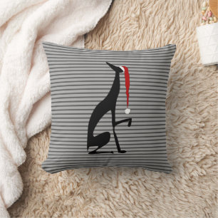 Cojín Decorativo Perro Greyhound Sombrero Santa Rayado Navidad