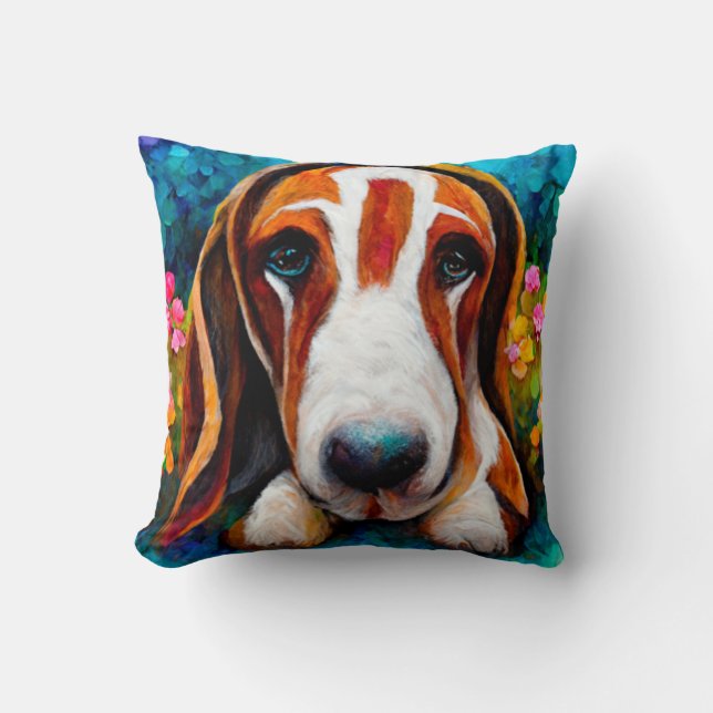 Cojín Decorativo Perro heound básico lindo almohadón (Anverso)