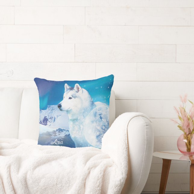 Cojín Decorativo Perro Husky personalizado con montañas (Sofá)