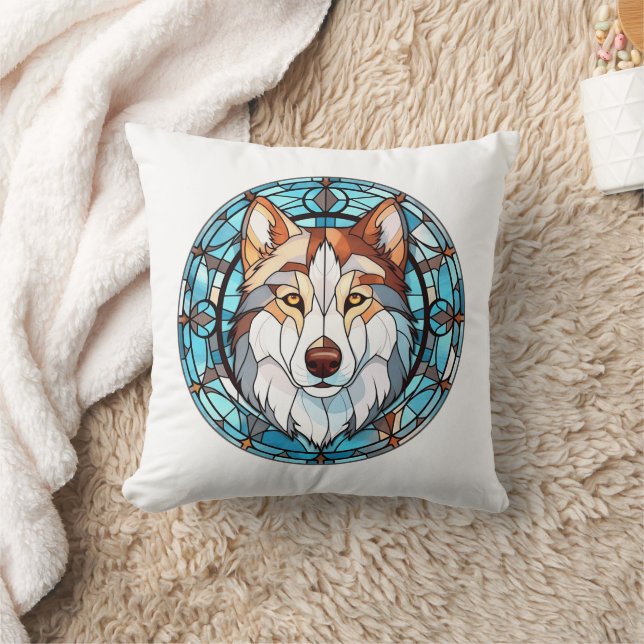 Cojín Decorativo Perro Husky Siberiano de Cristal Manchado (Manta)