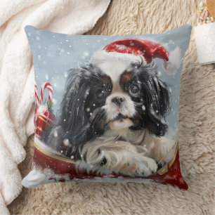 Cojín Decorativo Perro Japonés Chin Navidad Festiva