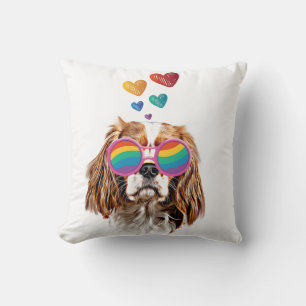 Cojín Decorativo Perro King Cavalier con Corazones Día de San Valen