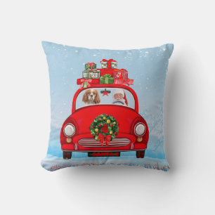 Cojín Decorativo Perro King Cavalier en coche con Papá Noel