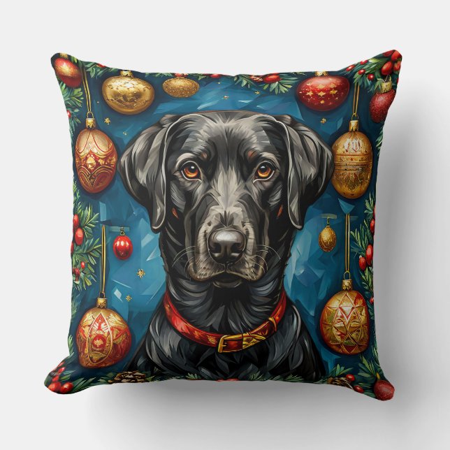Cojín Decorativo perro labrador de Navidad (Anverso)