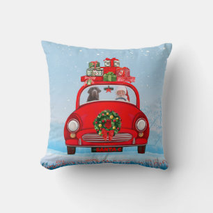Cojín Decorativo Perro Labrador en coche con Papá Noel