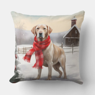 Cojín Decorativo Perro Labrador en Navidad con Nieve