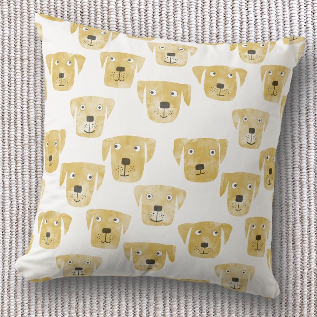 Cojín Decorativo Perro Labrador Retriever Dorado (Golden Labrador Retriever dog pattern throw pillow)