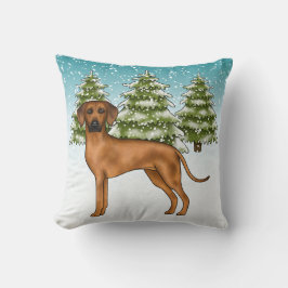 Cojín Decorativo Perro león Rhodesian Ridgeback Bosque invernal nev