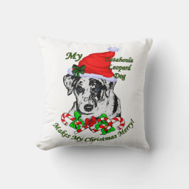 Cojín Decorativo Perro Leopardo Catahoula Navidad