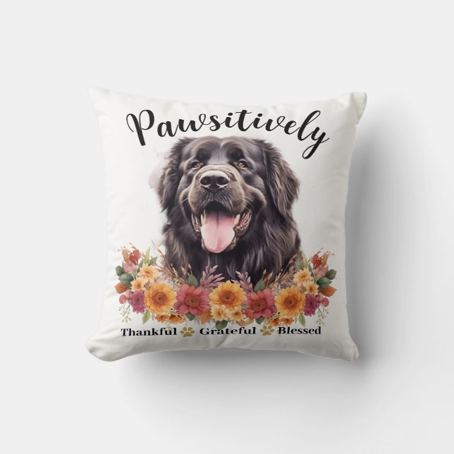 Cojín Decorativo Perro lindo agradecido bendito positivamente (Anverso)