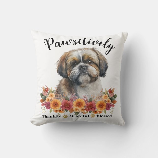 Cojín Decorativo Perro lindo bendito agradecido positivamente (Anverso)