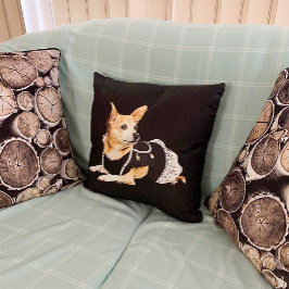 Cojín Decorativo Perro lindo Chihuahua Tan Brown Elegante negro