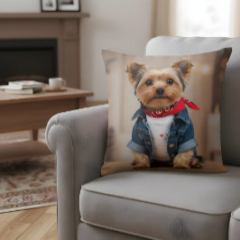 Cojín Decorativo Perro lindo en una Chaqueta Jean