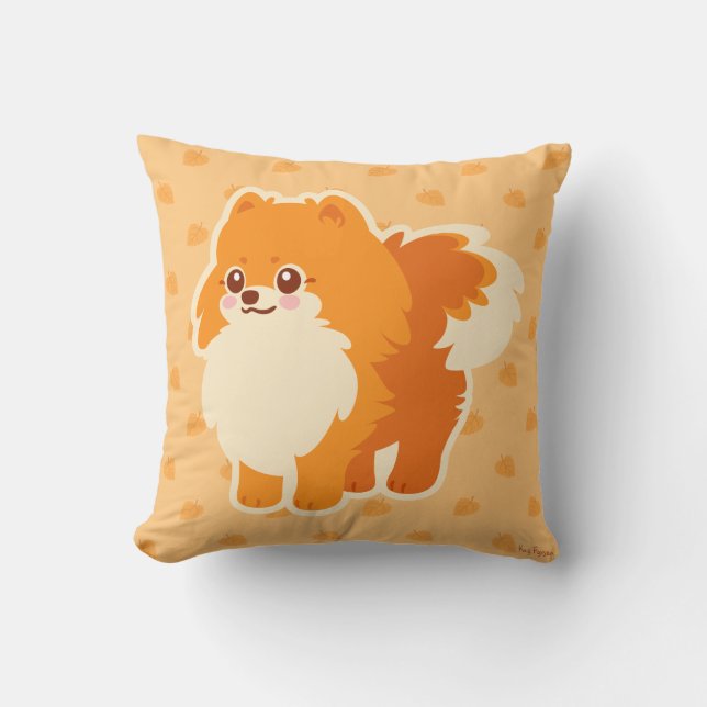 Cojín Decorativo Perro lindo Kawaii Pomeranian (Anverso)
