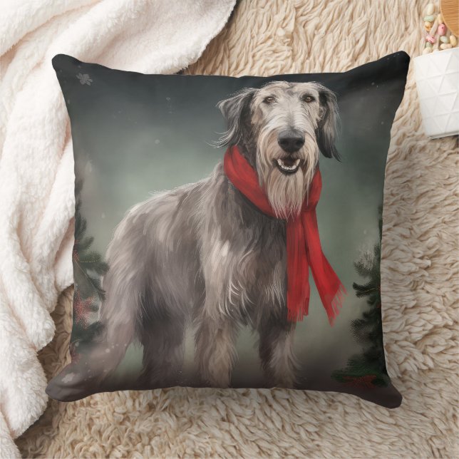 Cojín Decorativo Perro lobo en Navidades de nieve (Manta)