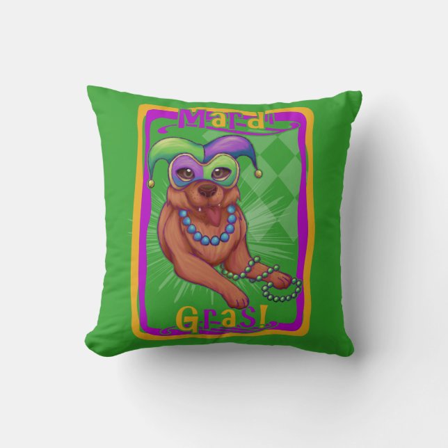 Cojín Decorativo Perro Mardi Gras (Anverso)