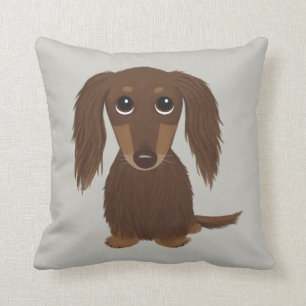Cojín Decorativo Perro marrón chocolate con pelo largo
