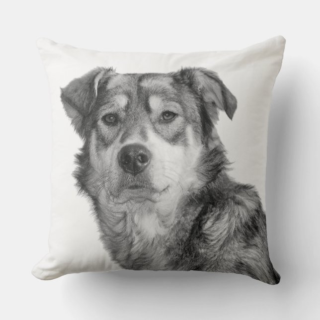 Cojín Decorativo Perro mestizo grande monocromo refinado (Anverso)
