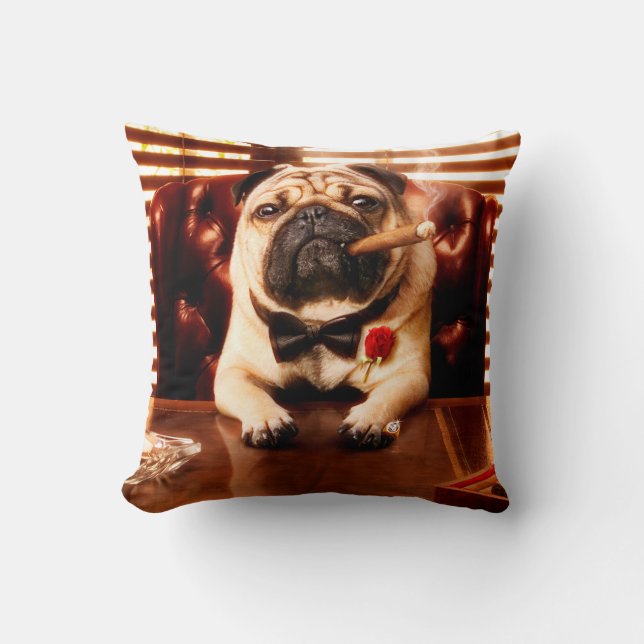 Cojín Decorativo Perro Mobster (Anverso)
