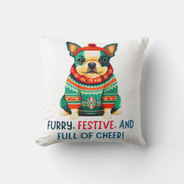 Cojín Decorativo Perro Navidad cálido y difuso