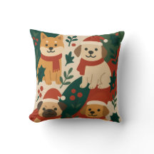 Perro Navidad lindo Pillow - Decoración de manzana