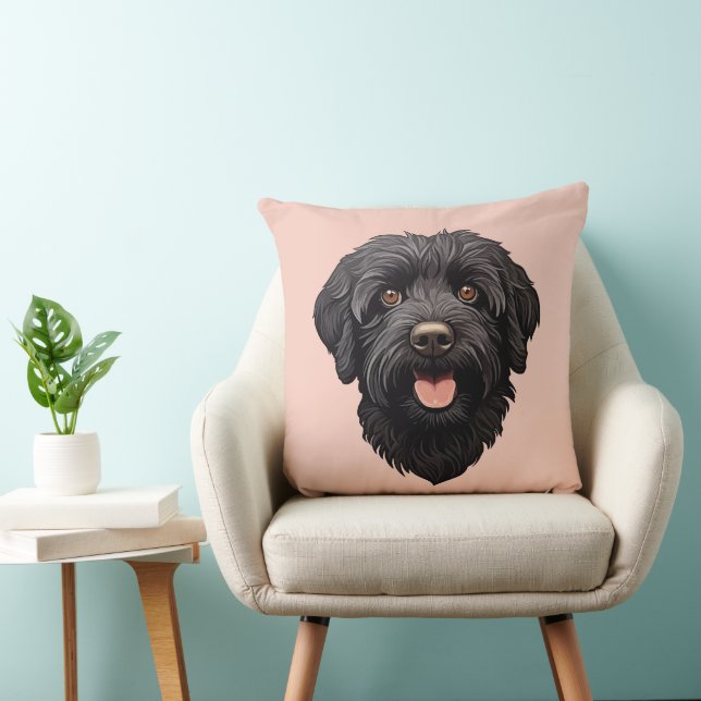 Cojín Decorativo Perro negro Labradoodle (Silla)