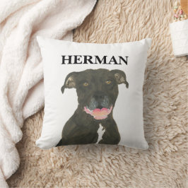 Cojín Decorativo Perro paralizado reversible de Pitbull negro