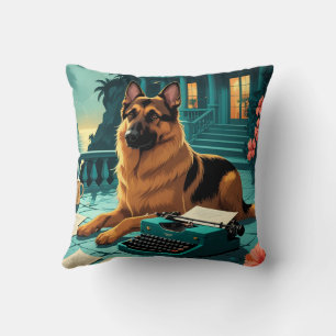 Cojín Decorativo Perro pastor alemán caballero vintage