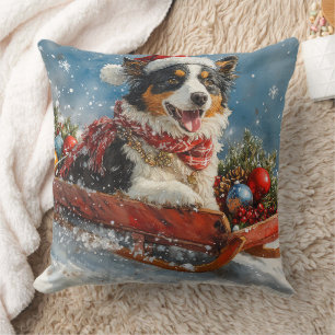 Cojín Decorativo Perro pastor australiano en espantadas navidades
