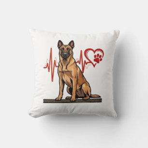 Cojín Decorativo Perro pastor belga latido de la pata del corazón