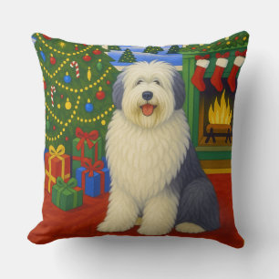 Cojín Decorativo Perro Pastor Inglés Antiguo de Vacaciones