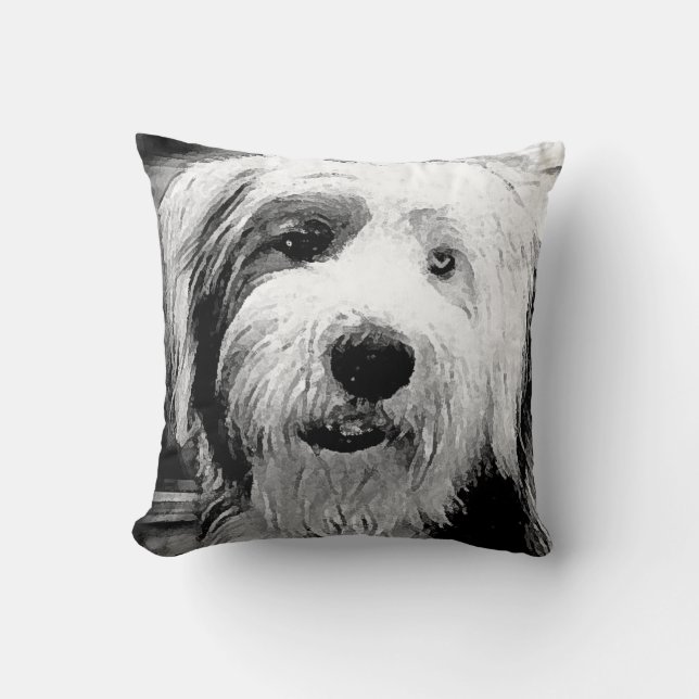 Cojín Decorativo Perro pastor inglés viejo (Anverso)