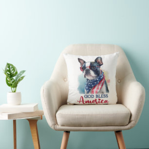 Cojín Decorativo Perro Patriota-Boston Terrier
