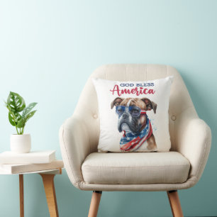 Cojín Decorativo Perro Patriota-Boxeador