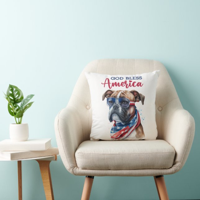 Cojín Decorativo Perro Patriota-Boxeador (Silla)