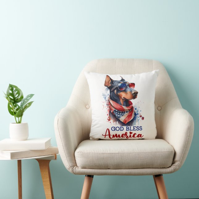 Cojín Decorativo Perro Patriota- Doberman (Silla)