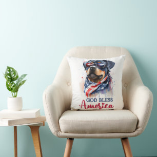 Cojín Decorativo Perro Patriota-Rottweiler